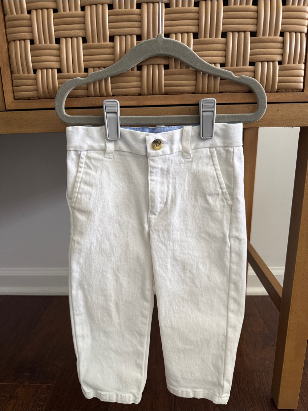 Janie and Jack White Girls Slim Cotton Pants
